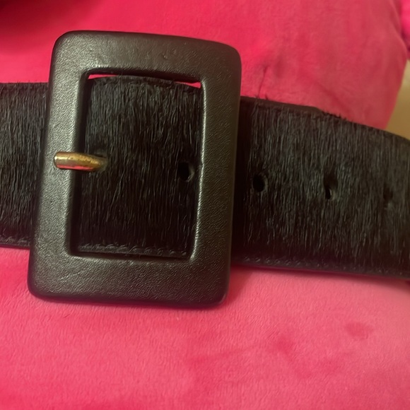 Calvin Klein FUR Vintage black pony hair wide belt size Large - Picture 3 of 13